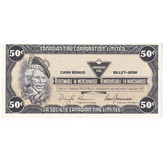 S9-E-DZ2 Stretched # 1987 Canadian Tire Coupon 50 Cents Almost Uncirculated