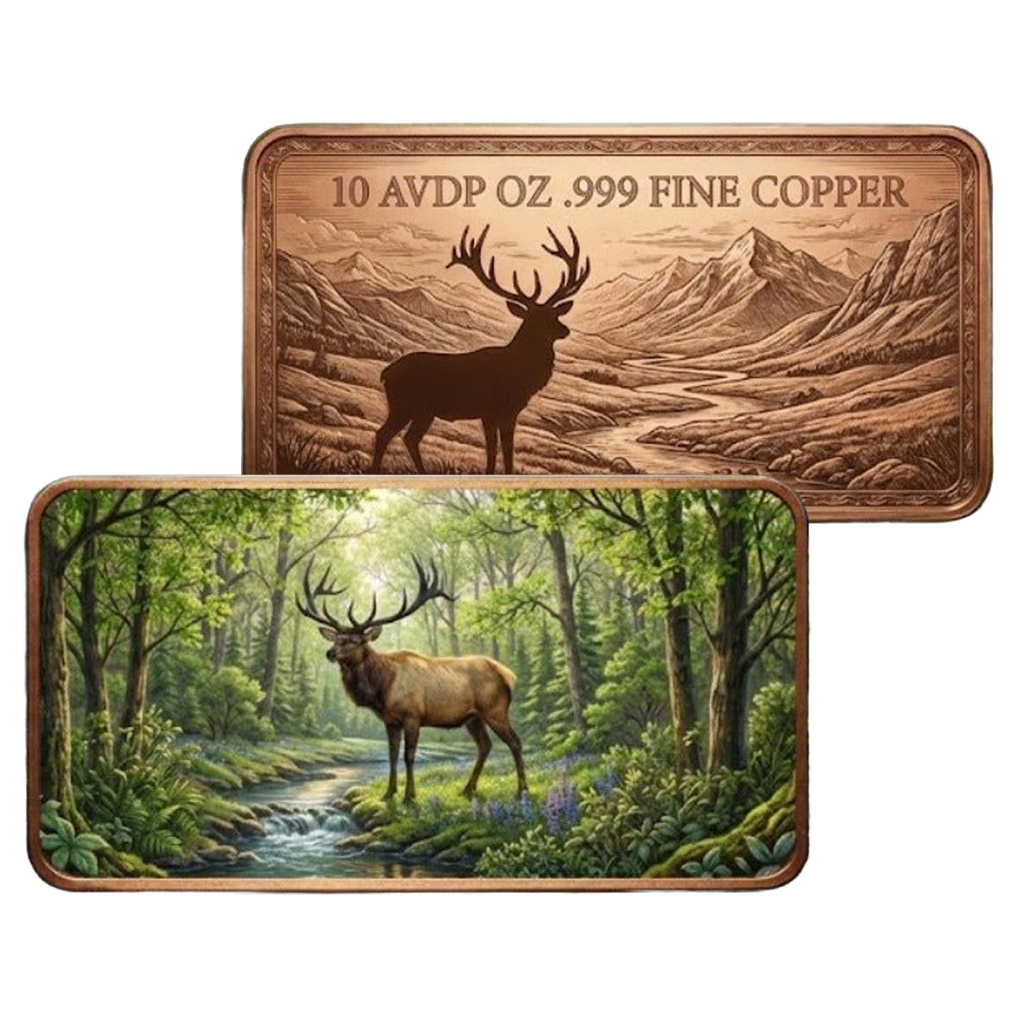 Elk Coloured 10oz AVDP .999 Copper Art Bar