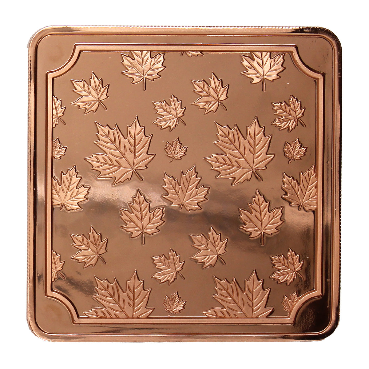 Maple Leaves Stackable 5oz. .999 Fine Copper Square Bar