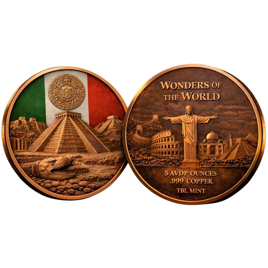 Wonders Of The World - Chichen Itza 5oz. AVDP .999 Fine Copper Round