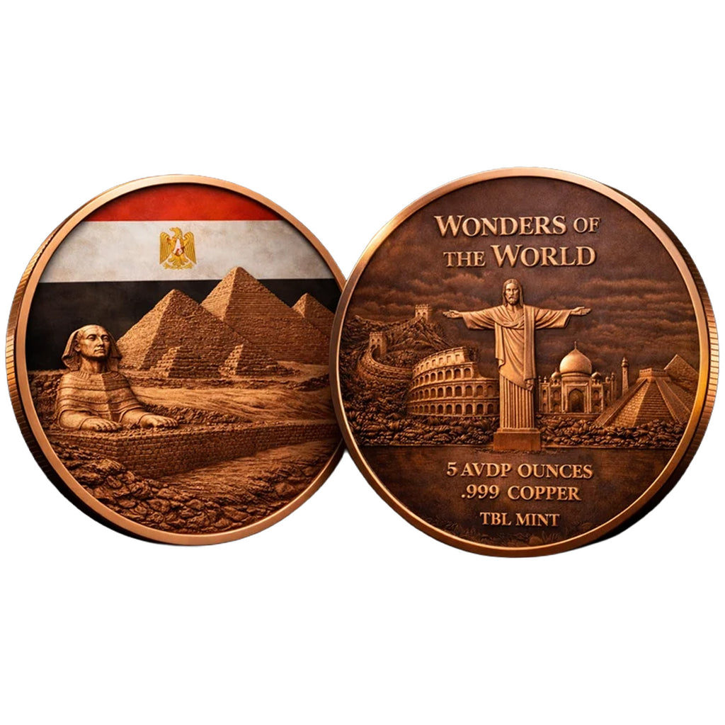Wonders Of The World - Great Pyramids Of Giza 5oz. AVDP .999 Fine Copper Round