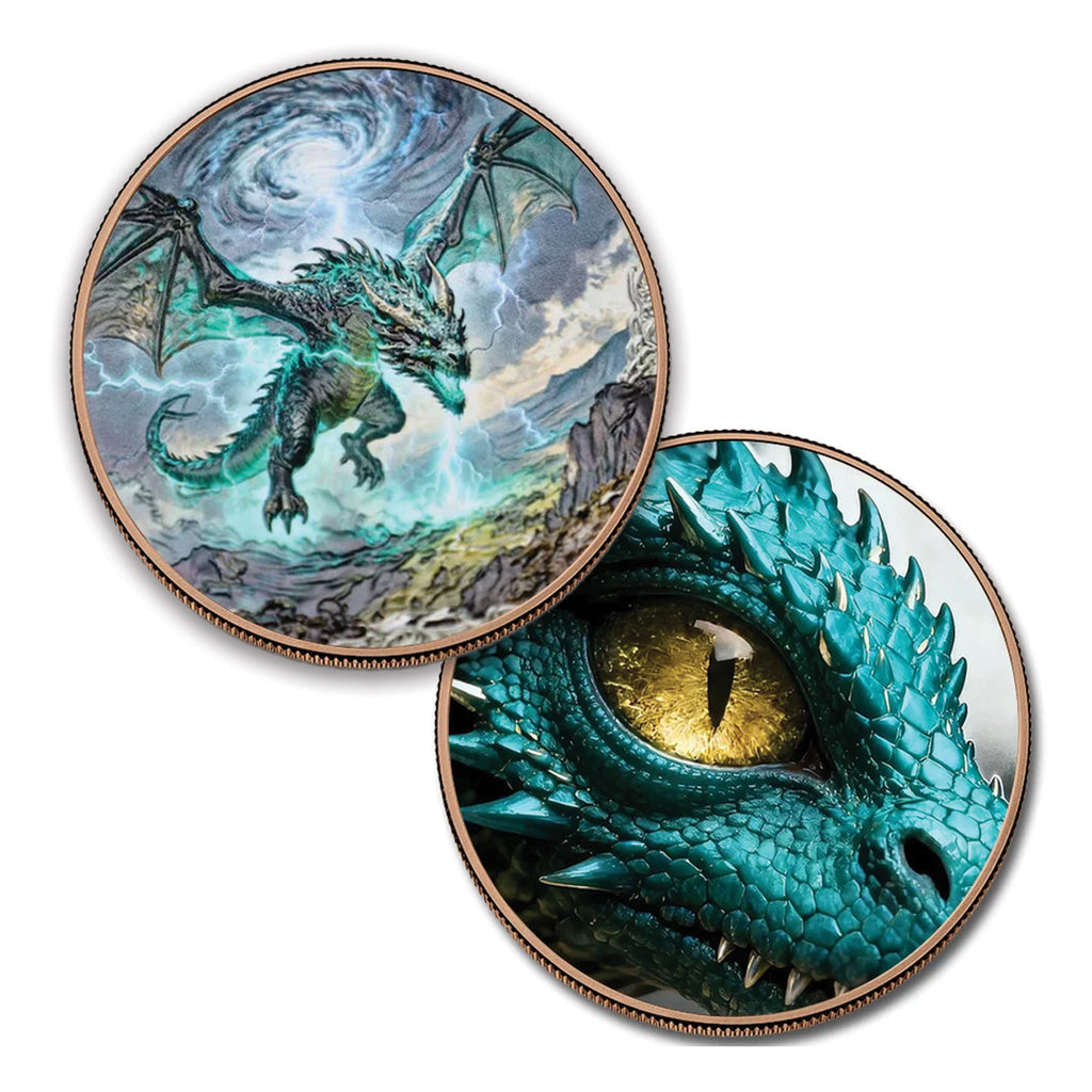 Dragon Flight Coloured High Relief 5oz. AVDP .999 Fine Copper Medal