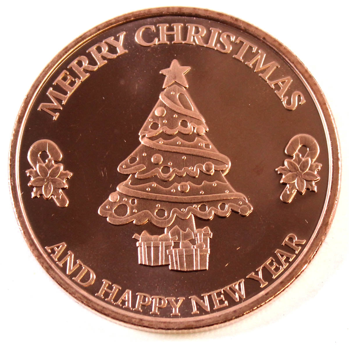 Merry Christmas & Happy New Year (Christmas Tree) 1oz. .999 Fine Copper