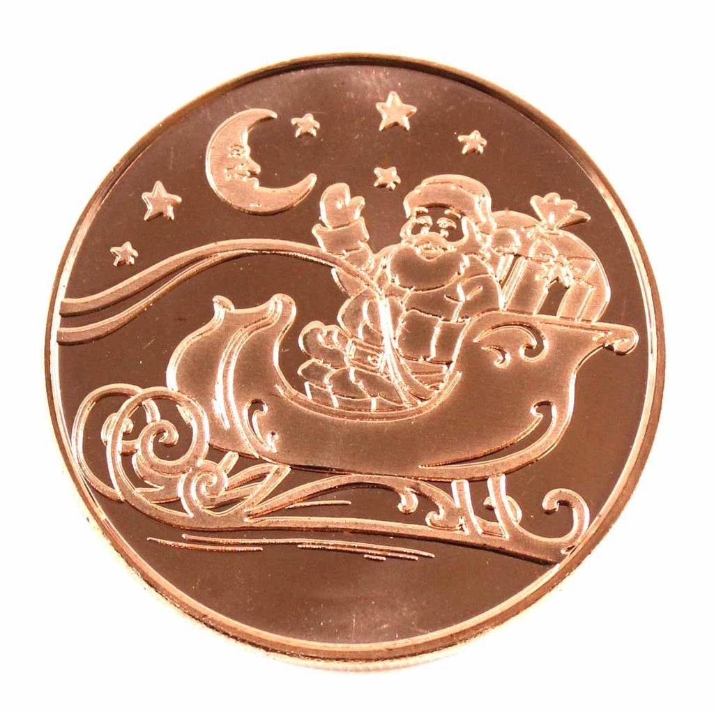 Santa on Sleigh 1oz. .999 Fine Copper