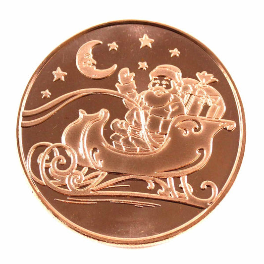 Santa on Sleigh 1oz. .999 Fine Copper