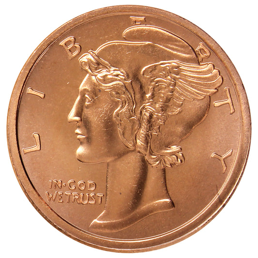 Mercury Dime 1oz. .999 Fine Copper