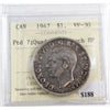1947 Pointed 7; Quadruple Punch HP Canada Dollar ICCS Certified VF30