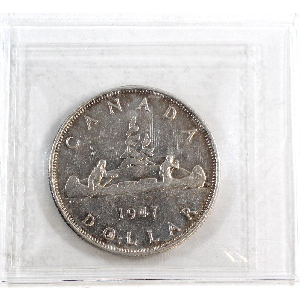 1947 Pointed 7; Quadruple Punch HP Canada Dollar ICCS Certified VF30