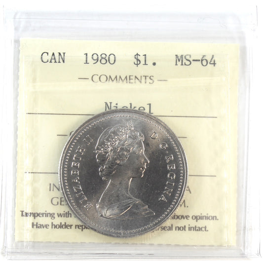 1980 Canada Nickel Dollar ICCS Certified MS64