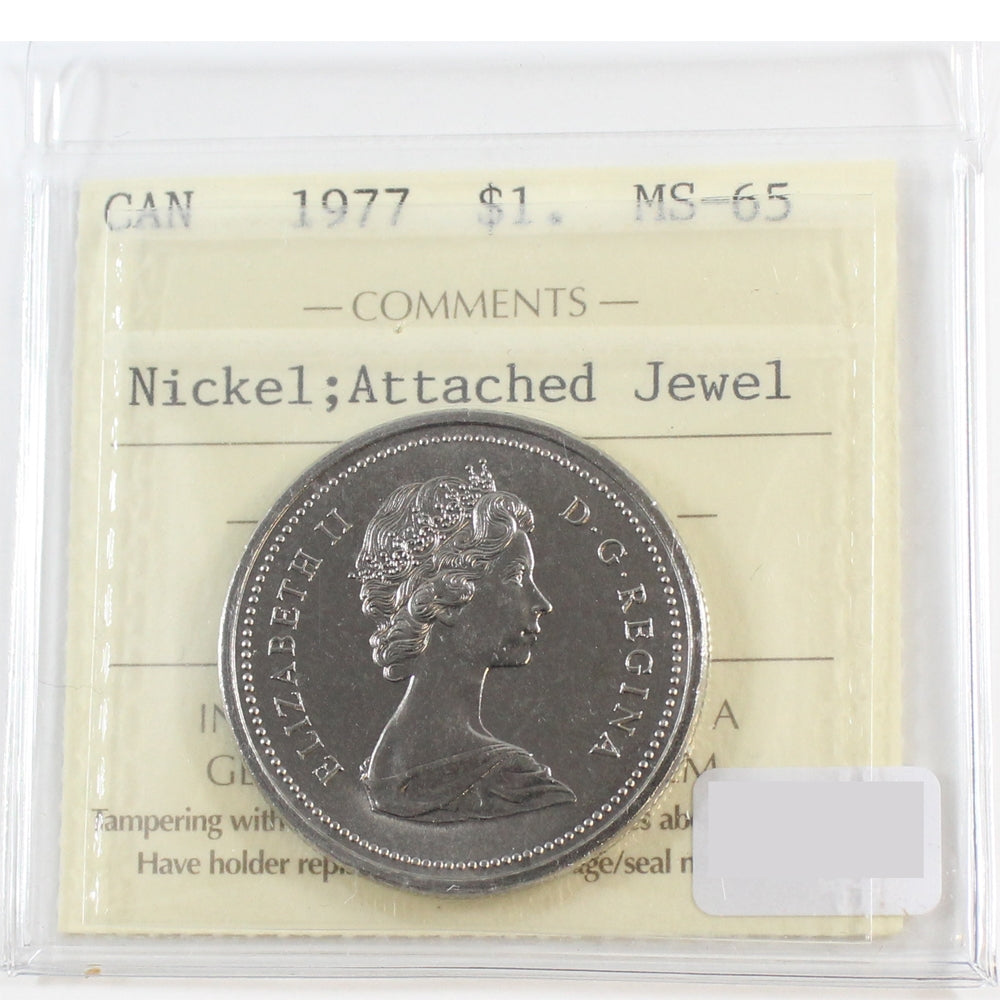1977 Attached Jewel Canada Nickel Dollar ICCS Certified MS65