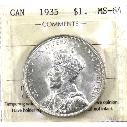 1935 Canada Dollar ICCS Certified MS64