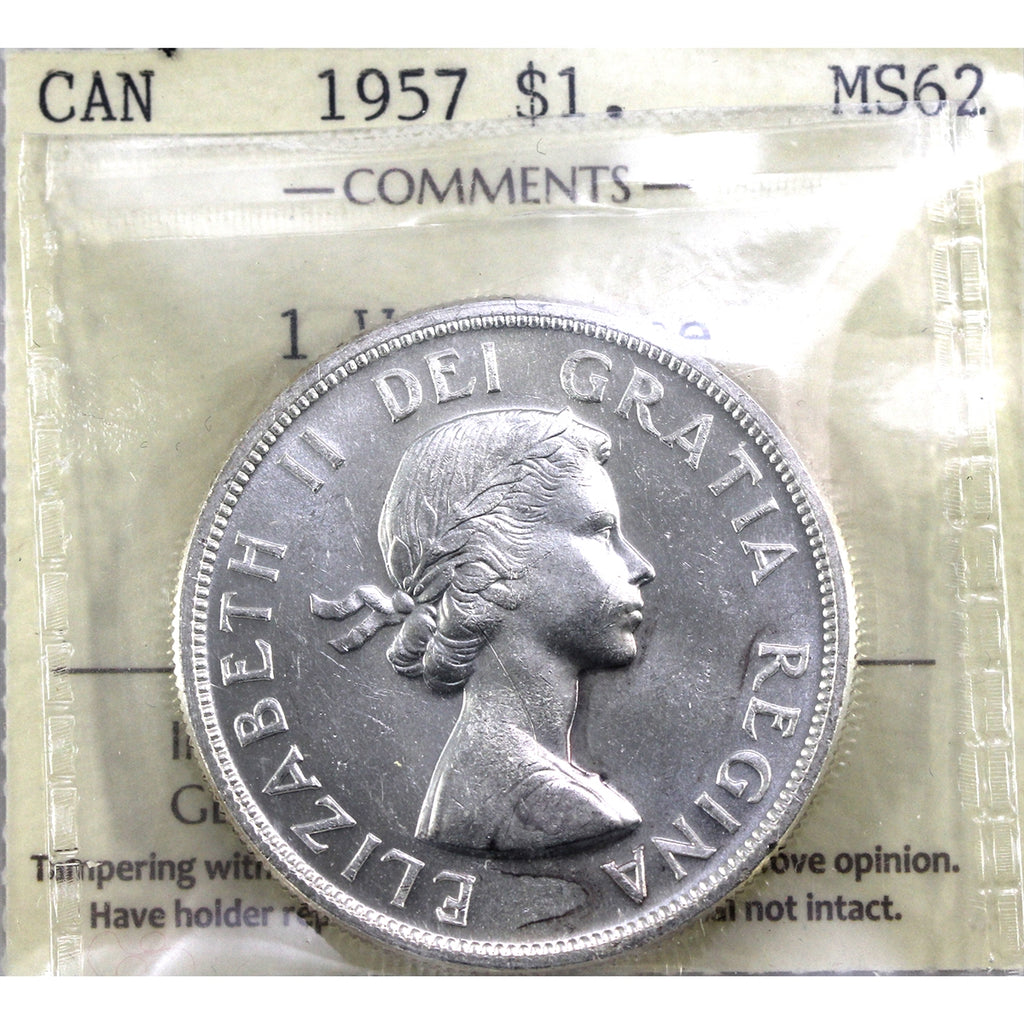 1957 1 WL Canada Dollar ICCS Certified MS62