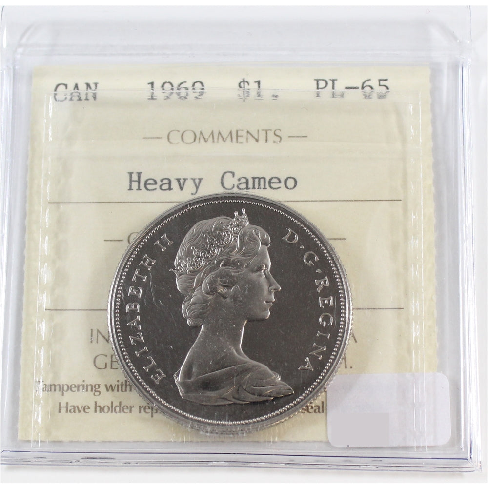 1969 Canada Nickel Dollar ICCS Certified PL65 Heavy Cameo
