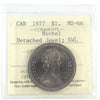 1977 SWL; Detached Jewel (V3) Canada Nickel Dollar ICCS Certified MS66
