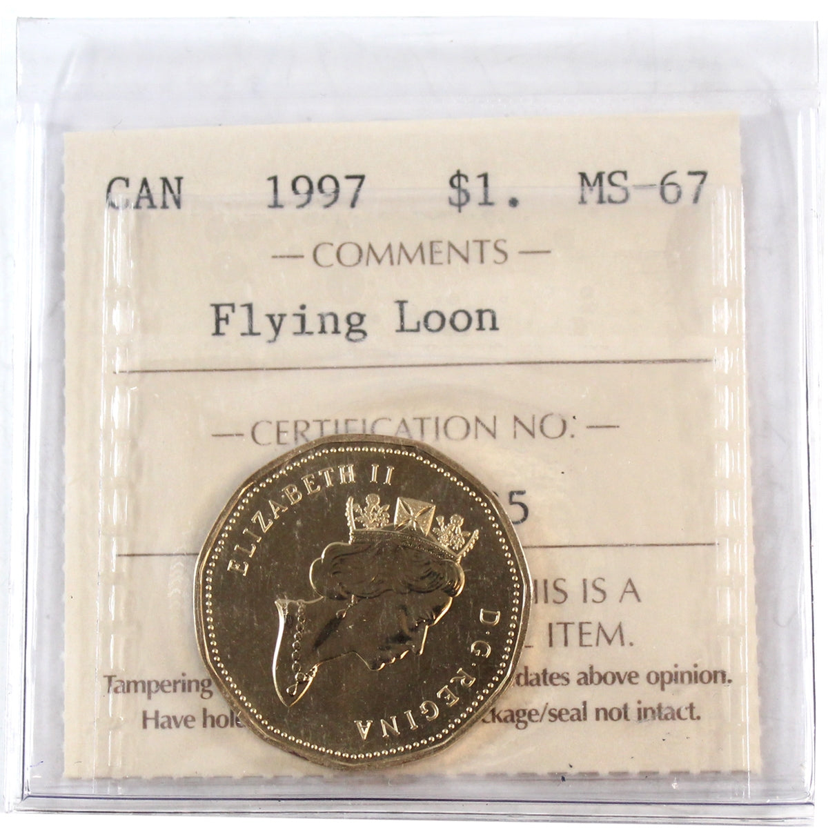 1997 Flying Loon Canada Dollar ICCS Certified MS67