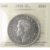 1938 Canada Dollar ICCS Certified EF45