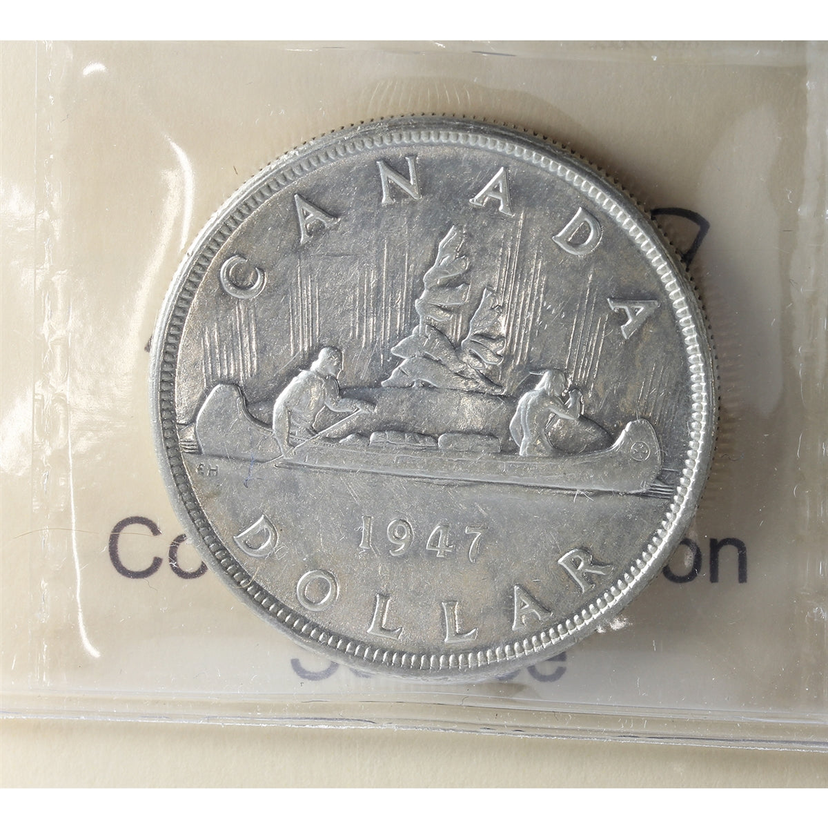 1947 Pointed 7, Quadruple Punch HP Canada Dollar ICCS Certified EF40