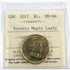 2017 Toronto Maple Leafs Canada Dollar ICCS Certified MS66