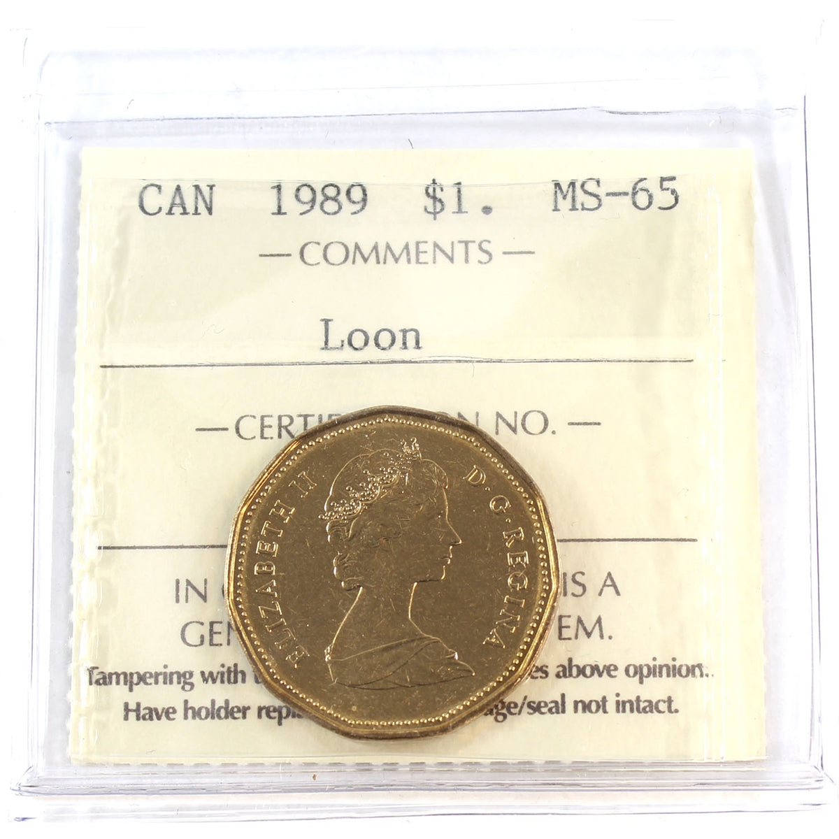 1989 Canada Loon Dollar ICCS Certified MS65