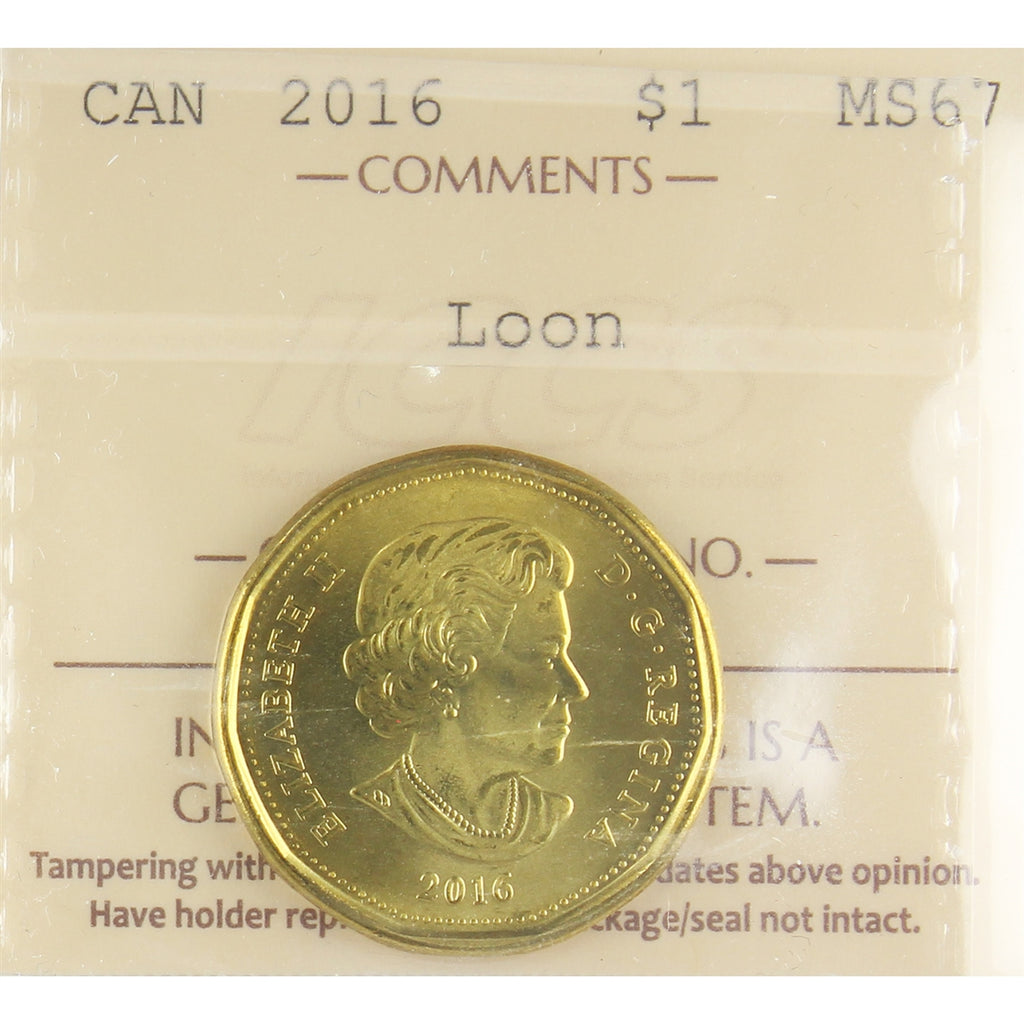 2016 Canada Loon Dollar ICCS Certified MS67