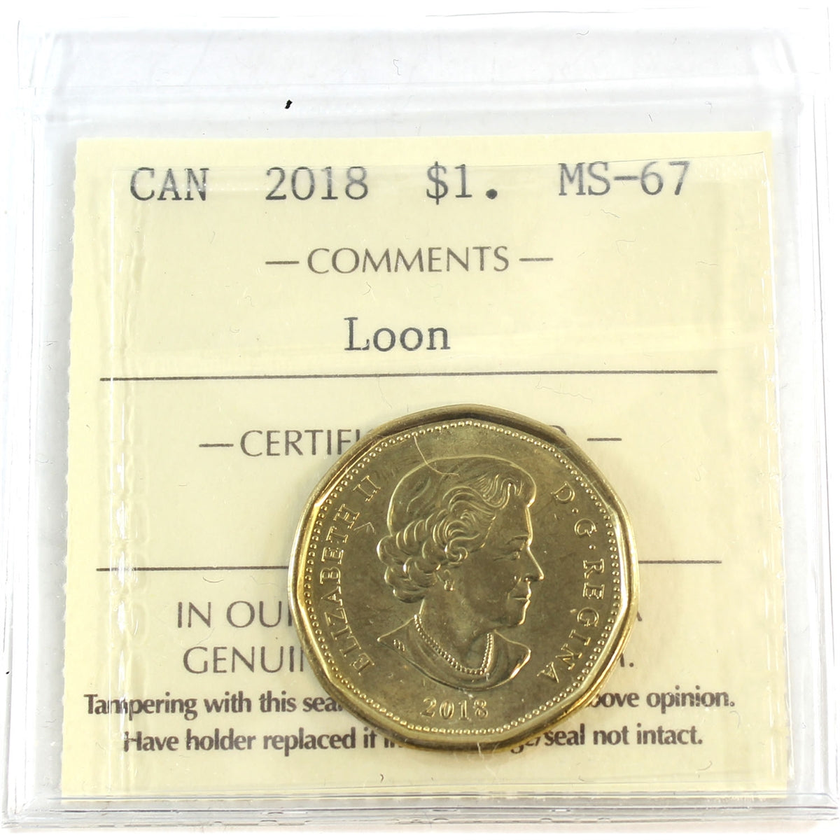 2018 Canada Loon Dollar ICCS Certified MS67