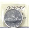 1947 Pointed 7 Quadruple Punch HP Canada Dollar ICCS Certified AU55 (XCE 527)