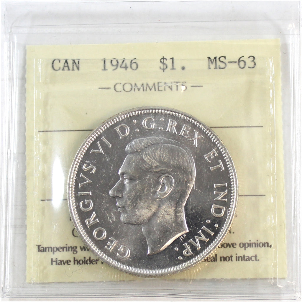 1946 Canada Dollar ICCS Certified MS63