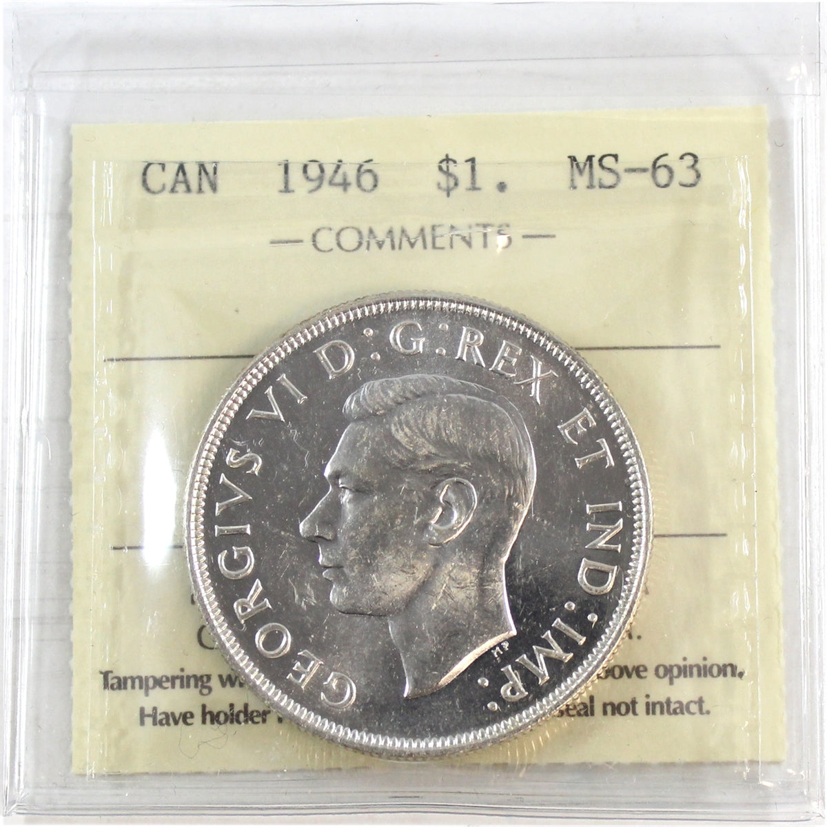 1946 Canada Dollar ICCS Certified MS63