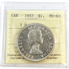 1957 1 WL Canada Dollar ICCS Certified MS63