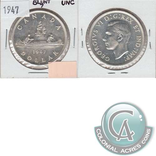 1947 Blunt 7 Canada Dollar Uncirculated (MS60) $