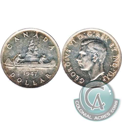 1947 Pointed 7 Dot Canada Dollar EF-AU (EF45) $