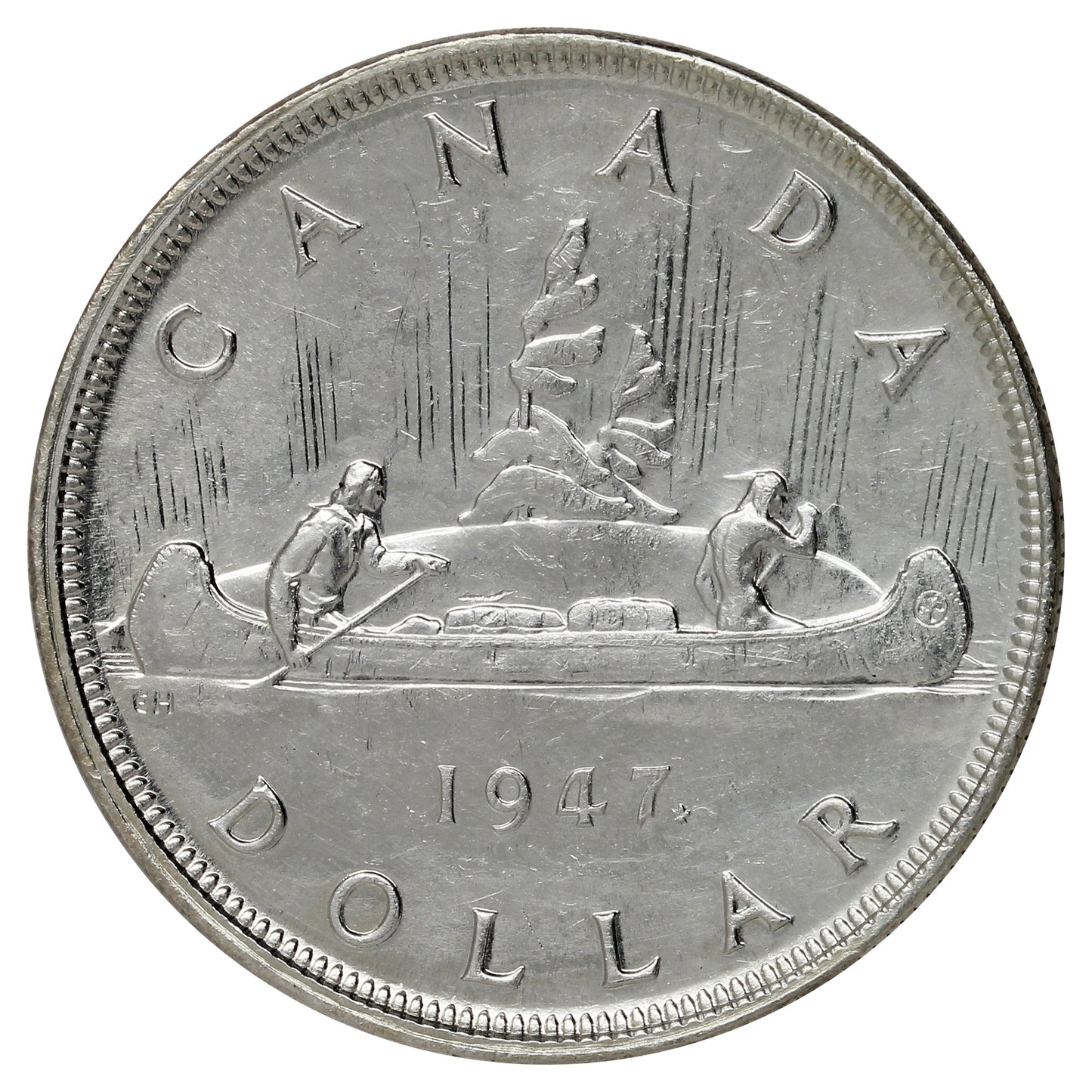 1947 2x HP Maple Leaf Canada Dollar Brilliant Uncirculated (MS63) $