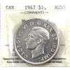 1947 Maple Leaf Canada Dollar ICCS Certified AU55