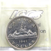 1947 Pointed 7 Quadruple Punched HP Canada Dollar ICCS Certified AU50