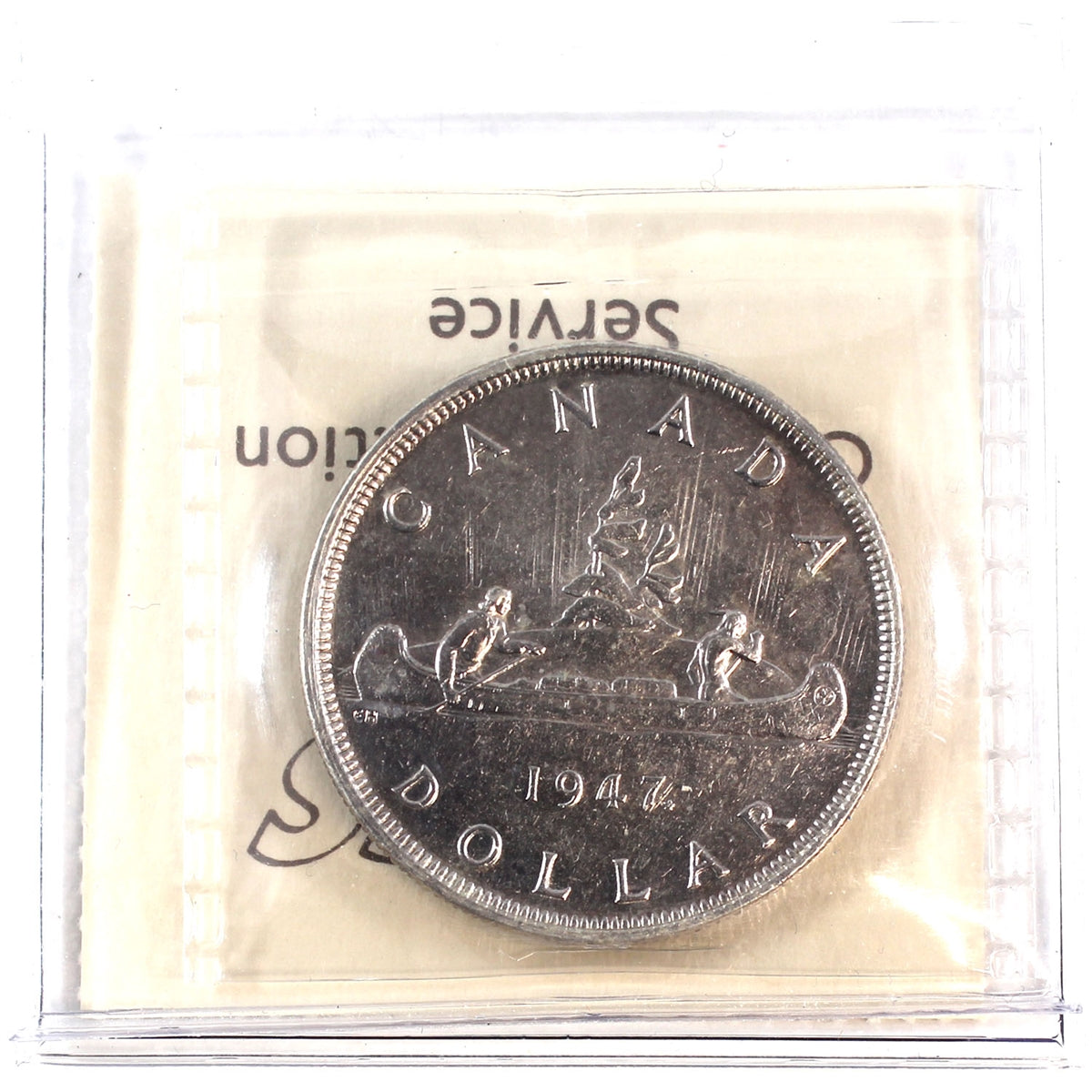 1947 Maple Leaf; Double HP Canada Dollar ICCS Certified EF45