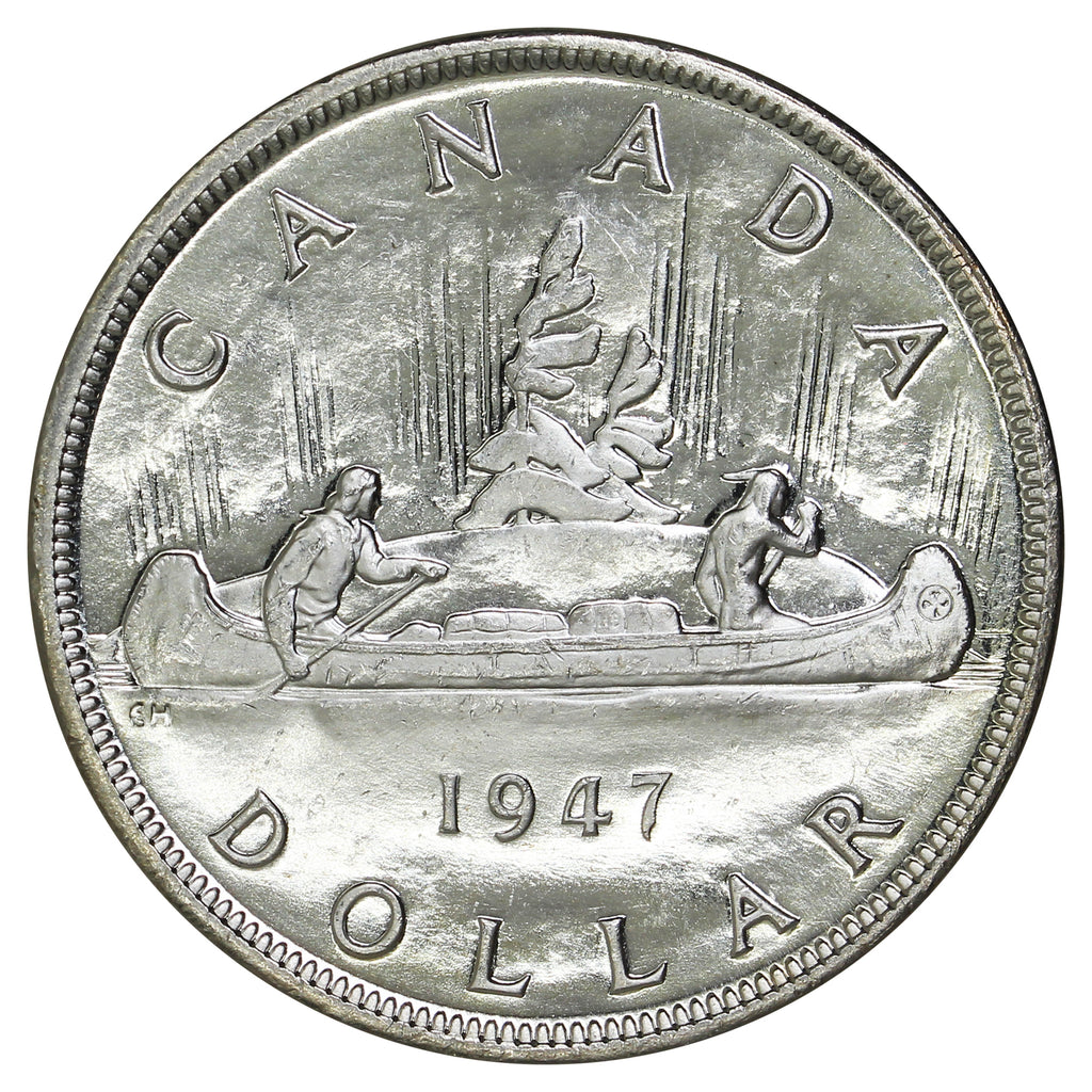 1947 2x HP Pointed 7 Canada Dollar UNC+ (MS62) $