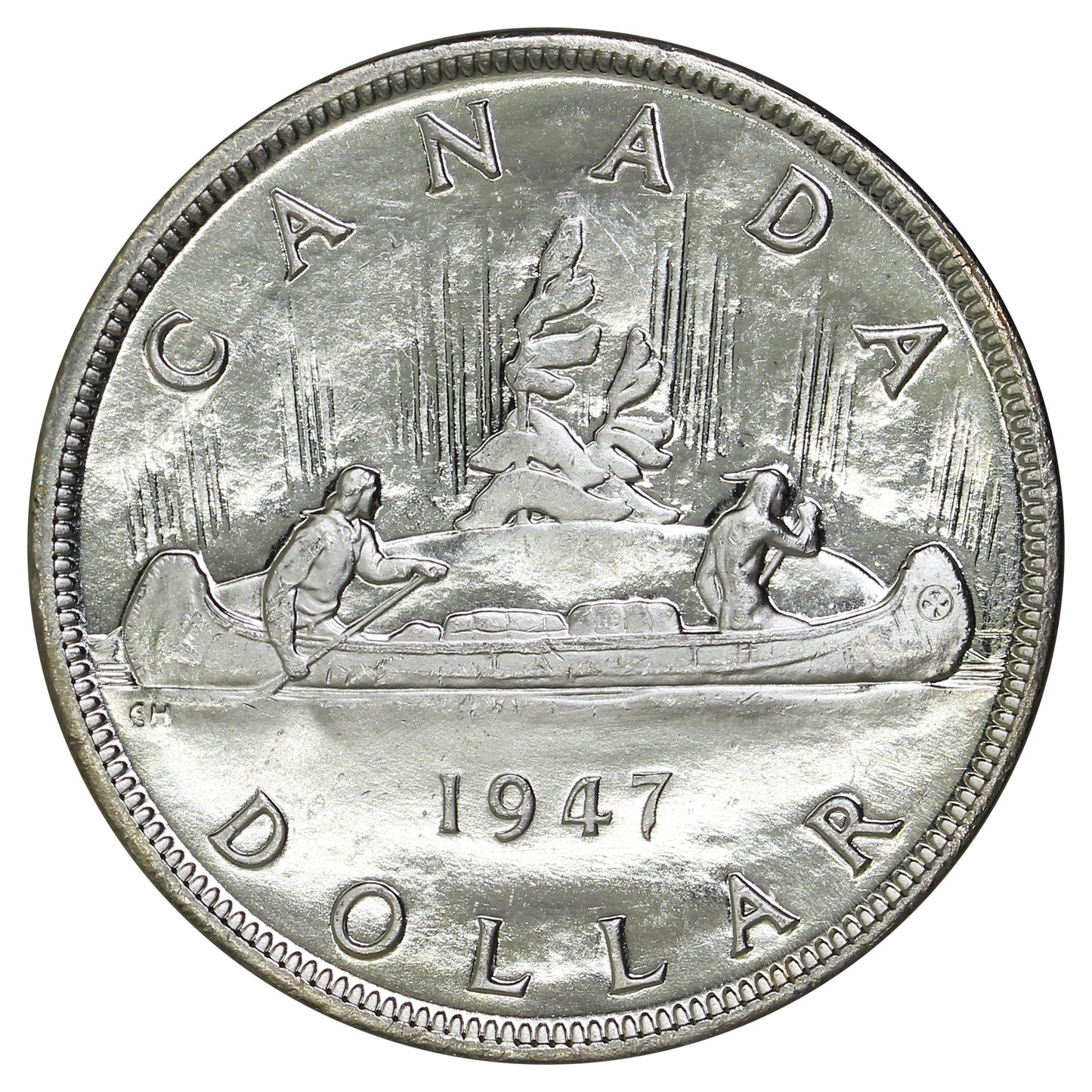 1947 2x HP Pointed 7 Canada Dollar UNC+ (MS62) $