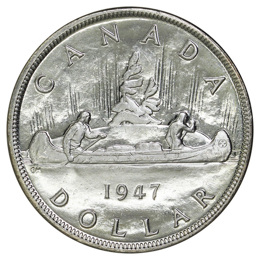 1947 2x HP Pointed 7 Canada Dollar UNC+ (MS62) $