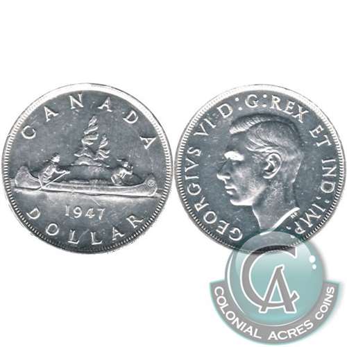 1947 Pointed 7 4x HP Canada Dollar Almost Uncirculated (AU50) $