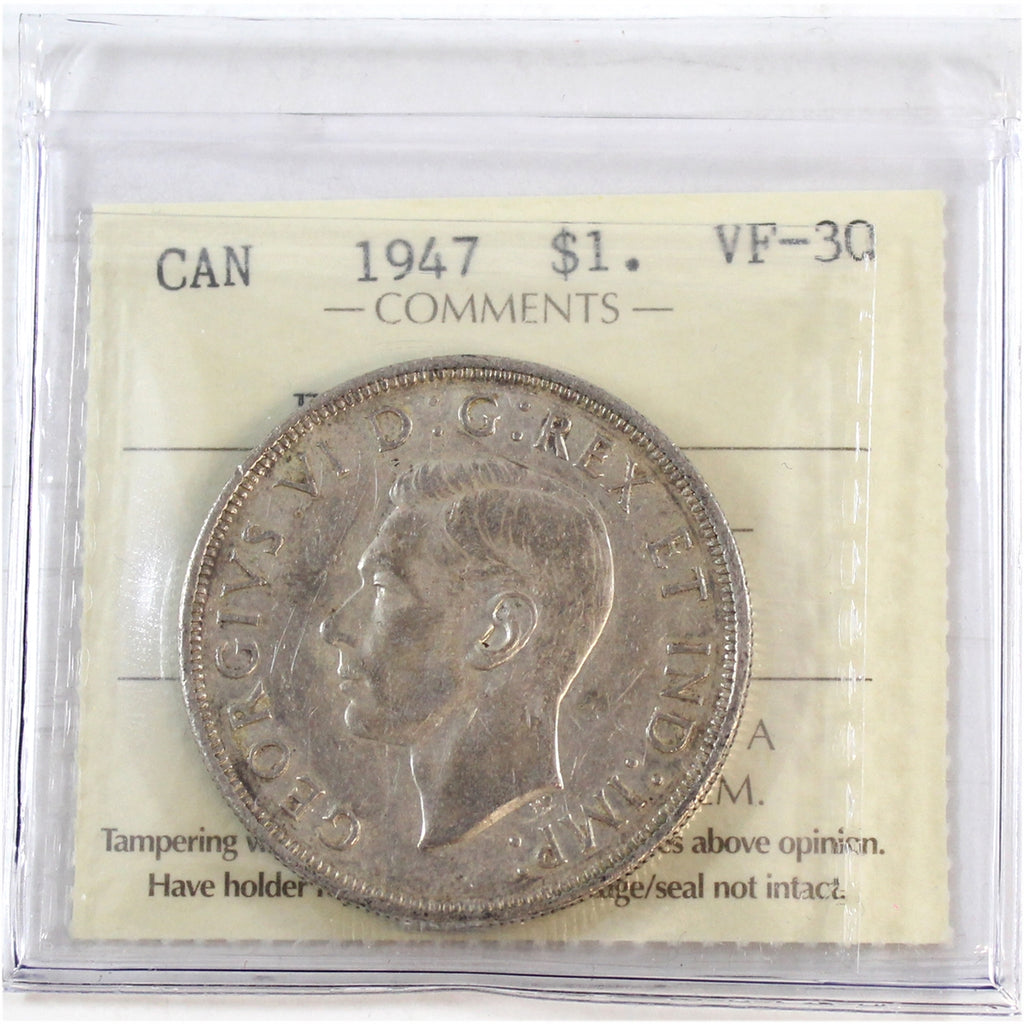1947 Pointed 7 Canada Dollar ICCS Certified VF30