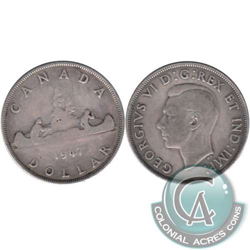 1947 Pointed 7 Canada Dollar Very Good (VG8)