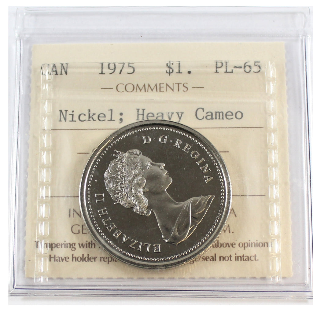 1975 Attached Jewel Canada Nickel Dollar ICCS Certified PL65 Heavy Cameo