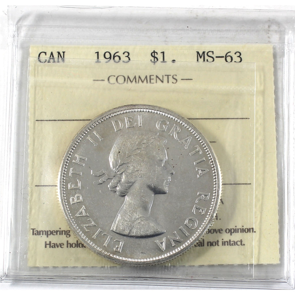 1963 Canada Dollar ICCS Certified MS63