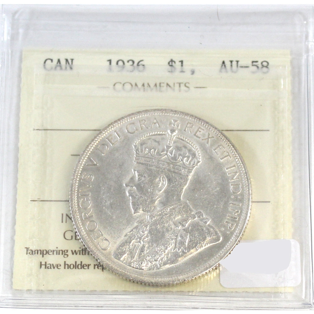 1936 Canada Dollar ICCS Certified AU58