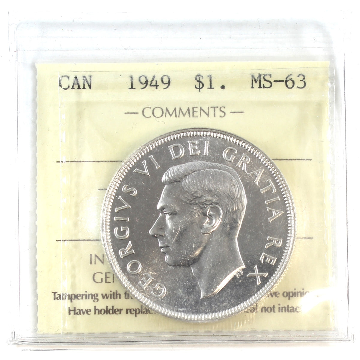 1949 Canada Dollar ICCS Certified MS63