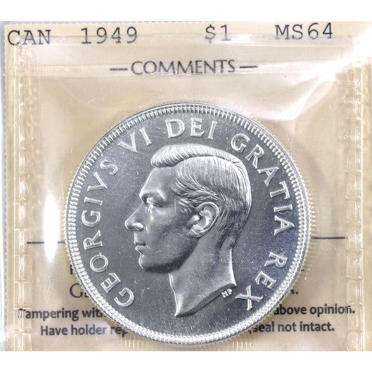 1949 Canada Dollar ICCS Certified MS64