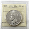 1950 Canada Dollar ICCS Certified MS63