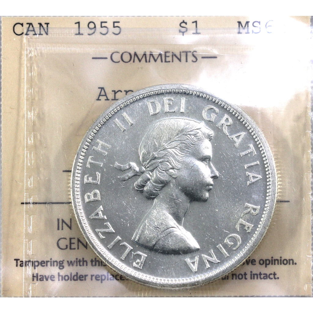 1955 Arnprior No Die Break Canada Dollar ICCS Certified MS62