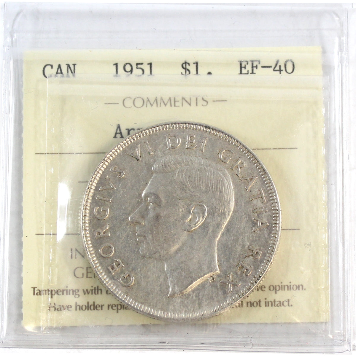 1951 Arnprior Canada Dollar ICCS Certified EF40