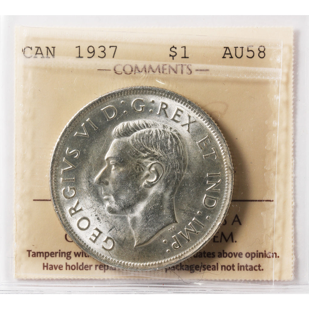 1937 Canada Dollar ICCS Certified AU58
